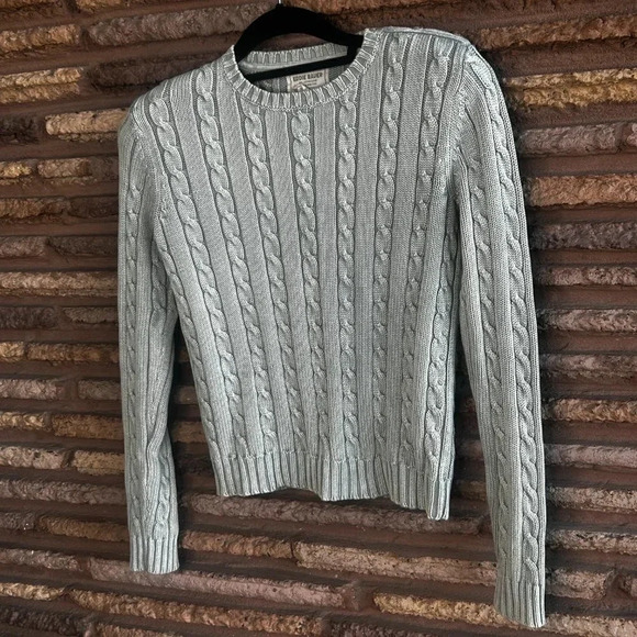 Eddie Bauer Marine Blue Cable Knit 100% Cotton Sweater - Picture 1 of 5